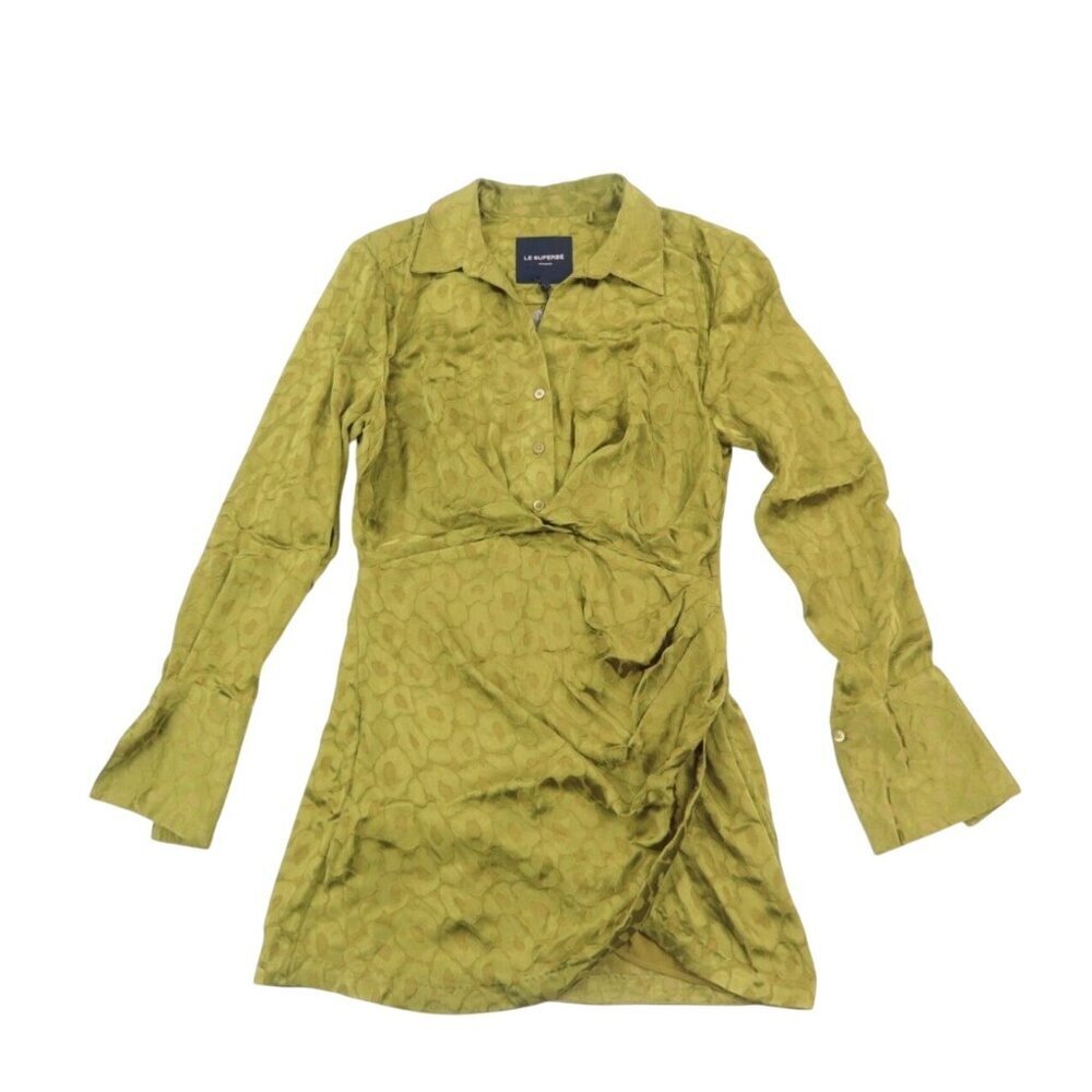 Le Superbe Montmartre Wrap Dress French Girl Leopard Green Long Sleeve S $585 - Picture 14 of 16